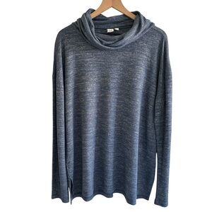 Gap Softspun Cowl Neck Sweater Top XL Blue Brushed Knit Pullover Long Sleeve